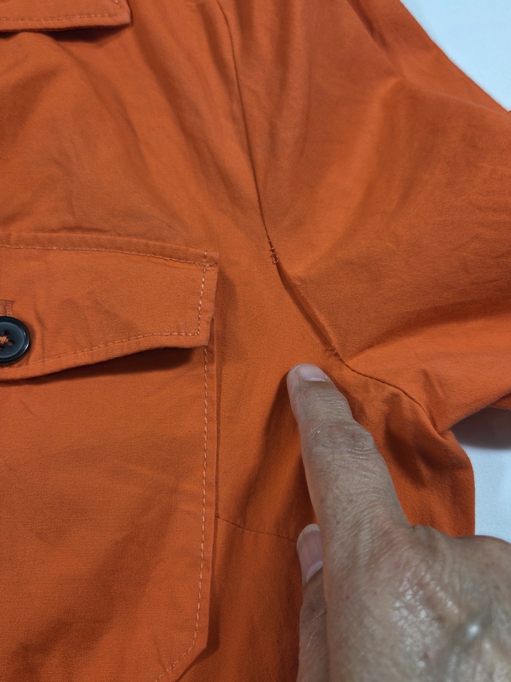 eShakti Vibrant Orange A Line Feminine Short-Sleeve Utility Midi Dress Belted - Picture 15 of 16